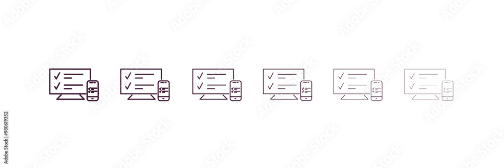 adaptive layout outline icon. Linear vector from programming concept. 6 different line style adaptive layout icon included thin, light, regular, medium, bold, black adaptive layout outline icon. Linear vector from programming concept. 6 different line style adaptive layout icon included thin, light, regular, medium, bold, black