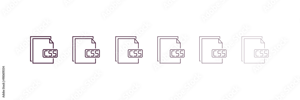 css file format outline icon. Linear vector from programming concept. 6 different line style css file format icon included thin, light, regular, medium, bold, black css file format outline icon. Linear vector from programming concept. 6 different line style css file format icon included thin, light, regular, medium, bold, black