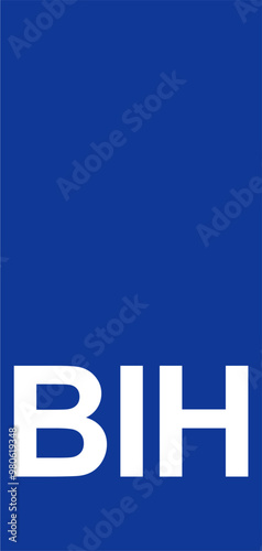 Bosnian Euroband with National Symbol: A Double-Headed Eagle on Blue Background, Representing Bosnia's International Vehicle Registration Identity in Europe.