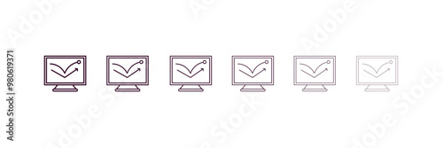 advertising bounce outline icon. Linear vector from programming concept. 6 different line style advertising bounce icon included thin, light, regular, medium, bold, black