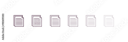 article outline icon. Linear vector from programming concept. 6 different line style article icon included thin, light, regular, medium, bold, black