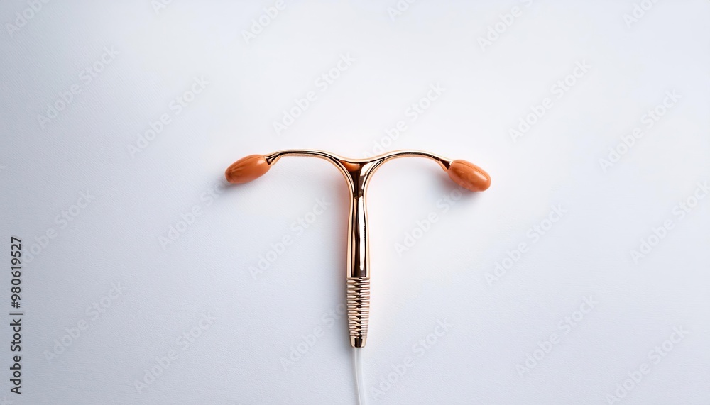 Copper IUD on white background