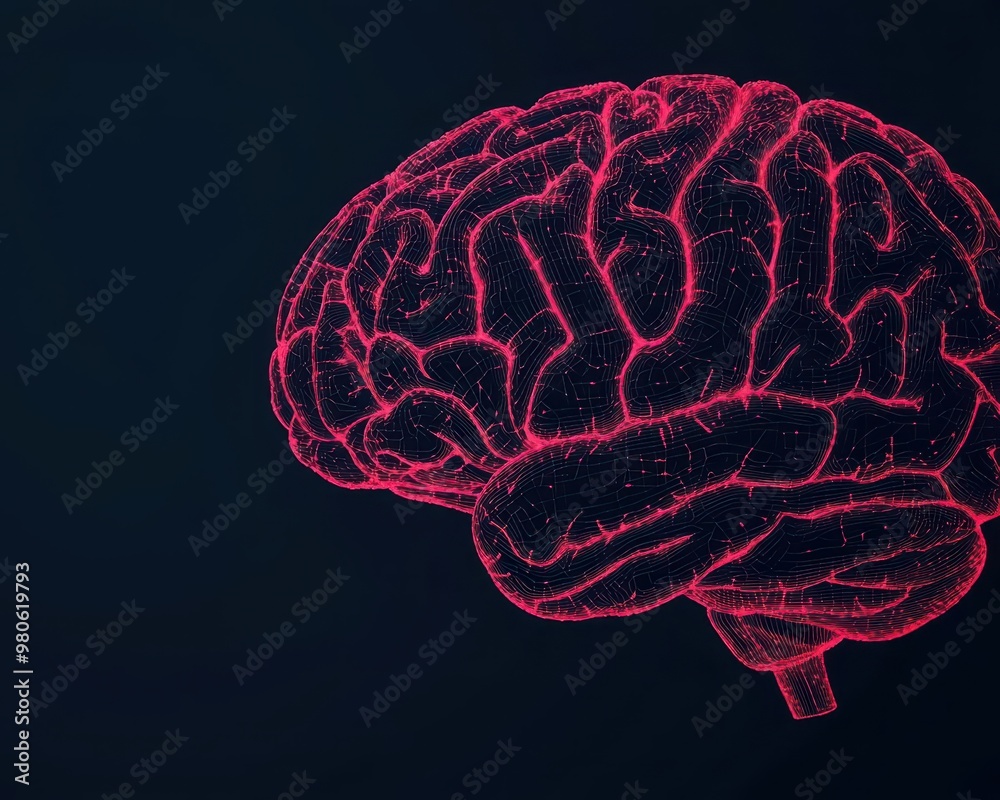 Abstract brain with glowing neural pathways, representing a mental breakthrough and creative solutions Abstract brain with glowing neural pathways, representing a mental breakthrough and creative solutions