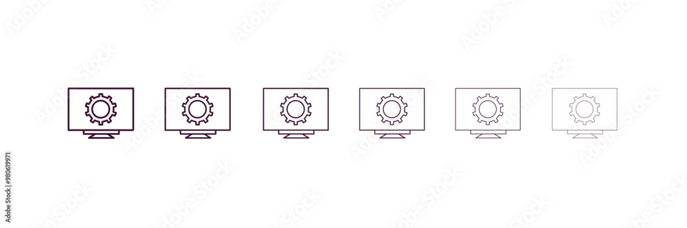 software outline icon. Linear vector from programming concept. 6 different line style software icon included thin, light, regular, medium, bold, black