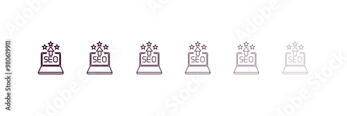 seo reputation outline icon. Linear vector from programming concept. 6 different line style seo reputation icon included thin, light, regular, medium, bold, black