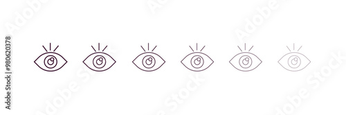 visibility outline icon. Linear vector from programming concept. 6 different line style visibility icon included thin, light, regular, medium, bold, black