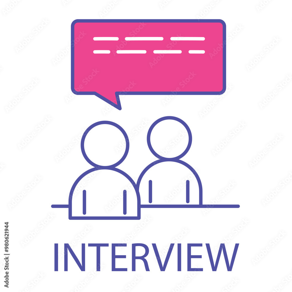 Vector icon for job interview. Two people having a conversation, symbolizing hiring, job interviews, and HR processes in monoline style. Vector icon for job interview. Two people having a conversation, symbolizing hiring, job interviews, and HR processes in monoline style.
