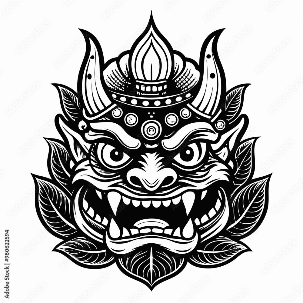 Intricate Black and White Mask Design with Bold Detailing and Symmetrical Patterns Intricate Black and White Mask Design with Bold Detailing and Symmetrical Patterns