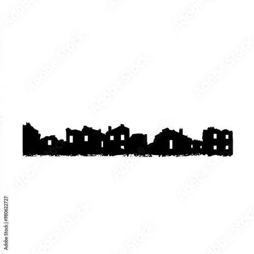 Ghost Town Silhouette, Illustration Isolated On White Background photo