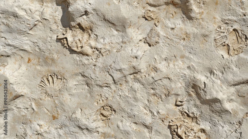 Fossilized impressions of ancient sea life on rugged stone in a remote location Fossilized impressions of ancient sea life on rugged stone in a remote location