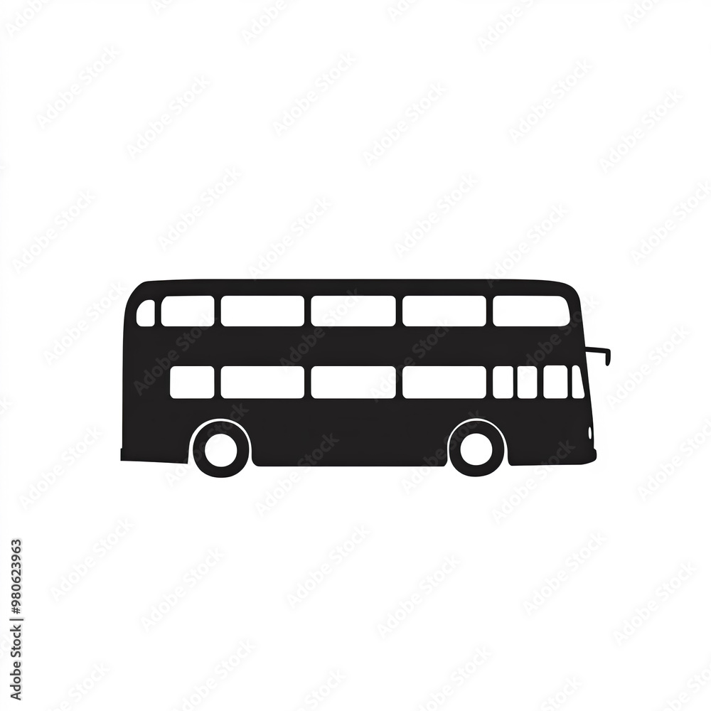 London Bus Silhouette, Illustration Isolated On White Background London Bus Silhouette, Illustration Isolated On White Background