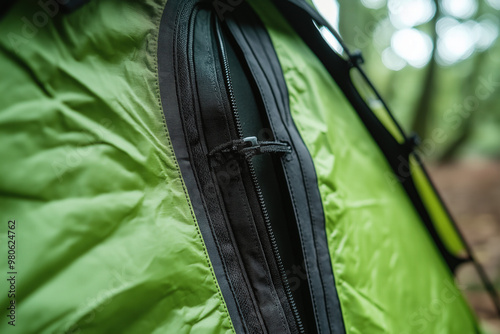 Open Zipper Of A Camping Tent