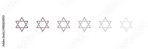 hebrew outline icon. Linear vector from religion concept. 6 different line style hebrew icon included thin, light, regular, medium, bold, black