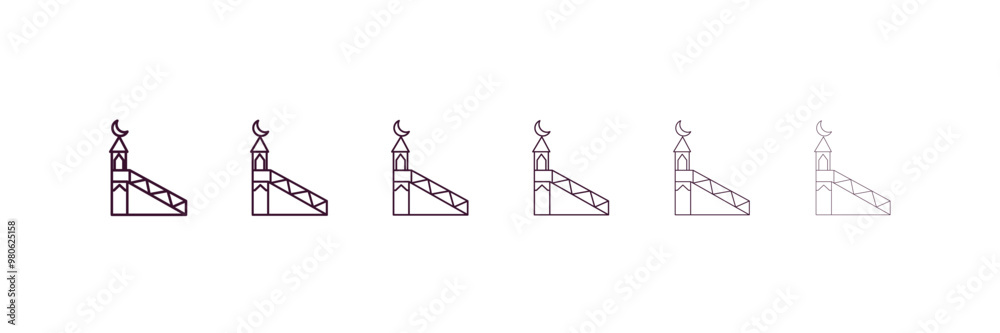 islamic minbar outline icon. Linear vector from religion concept. 6 different line style islamic minbar icon included thin, light, regular, medium, bold, black islamic minbar outline icon. Linear vector from religion concept. 6 different line style islamic minbar icon included thin, light, regular, medium, bold, black