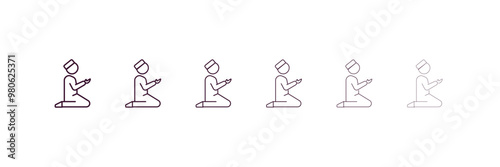 muslim man praying outline icon. Linear vector from religion concept. 6 different line style muslim man praying icon included thin, light, regular, medium, bold, black