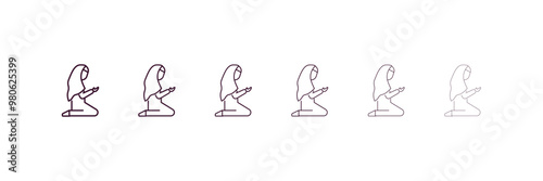 muslim woman praying outline icon. Linear vector from religion concept. 6 different line style muslim woman praying icon included thin, light, regular, medium, bold, black