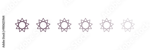 bahai outline icon. Linear vector from religion concept. 6 different line style bahai icon included thin, light, regular, medium, bold, black