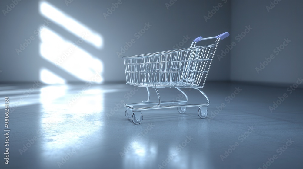 Minimalist Shopping Cart in Bright Space Minimalist Shopping Cart in Bright Space