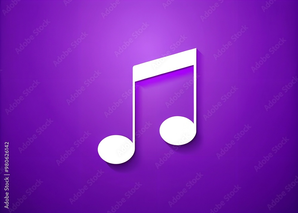 Music notes icon on a purple background Music notes icon on a purple background