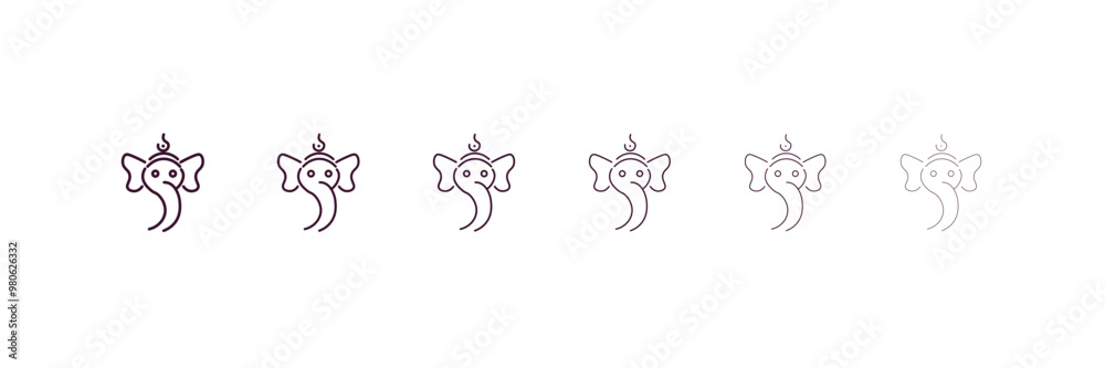 ganesha outline icon. Linear vector from religion concept. 6 different line style ganesha icon included thin, light, regular, medium, bold, black ganesha outline icon. Linear vector from religion concept. 6 different line style ganesha icon included thin, light, regular, medium, bold, black