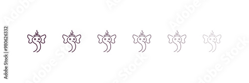 ganesha outline icon. Linear vector from religion concept. 6 different line style ganesha icon included thin, light, regular, medium, bold, black
