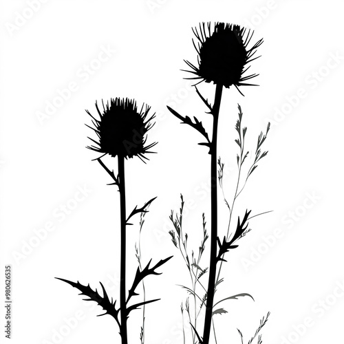 Thistle Silhouette, Illustr...
