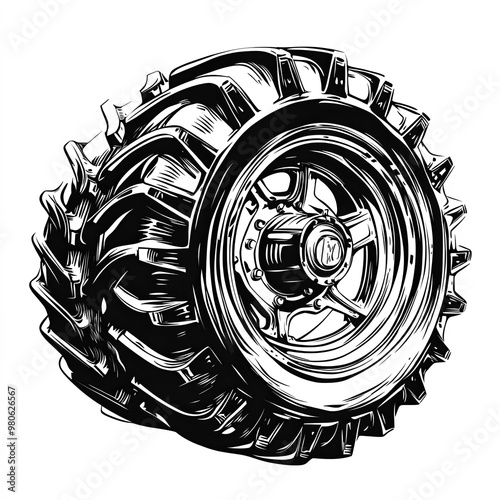 Tractor Tire Silhouette, Il...