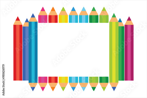 Colorful Pencils Frame Vector Design