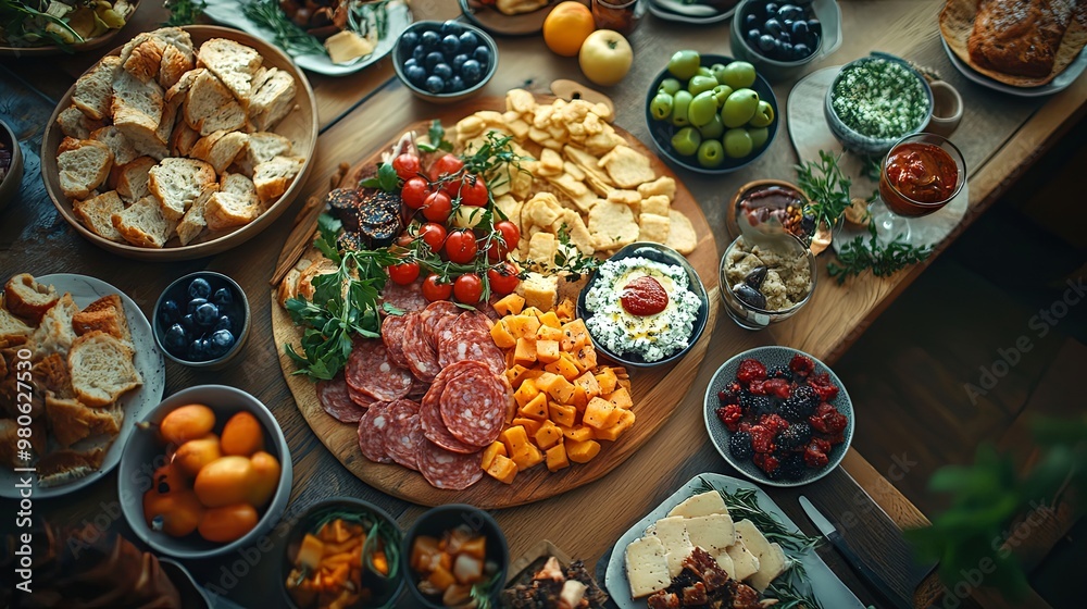 Fototapeta premium High angle view of food on table 