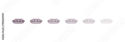 plate of spaghetti outline icon. Linear vector from restaurant concept. 6 different line style plate of spaghetti icon included thin, light, regular, medium, bold, black