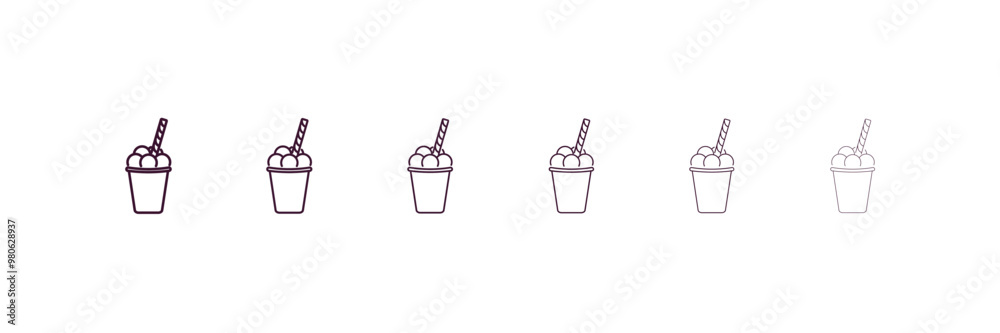 ice cream cup outline icon. Linear vector from restaurant concept. 6 different line style ice cream cup icon included thin, light, regular, medium, bold, black