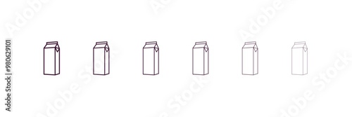 milk brick outline icon. Linear vector from restaurant concept. 6 different line style milk brick icon included thin, light, regular, medium, bold, black