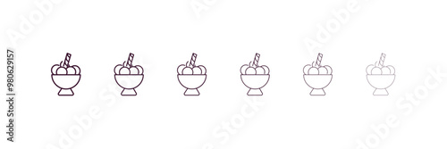 ice cream balls cup outline icon. Linear vector from restaurant concept. 6 different line style ice cream balls cup icon included thin, light, regular, medium, bold, black