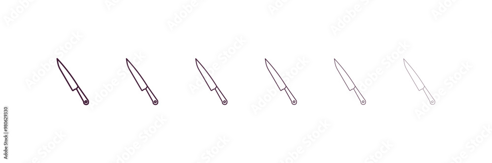 Obraz premium thin knife outline icon. Linear vector from restaurant concept. 6 different line style thin knife icon included thin, light, regular, medium, bold, black