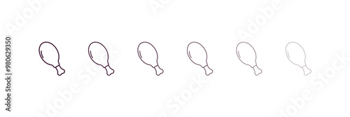 chicken thigh outline icon. Linear vector from restaurant concept. 6 different line style chicken thigh icon included thin, light, regular, medium, bold, black