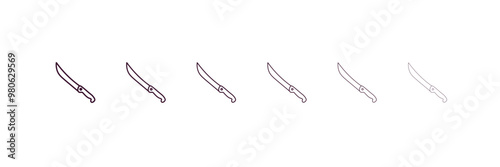 butcher knife outline icon. Linear vector from restaurant concept. 6 different line style butcher knife icon included thin, light, regular, medium, bold, black