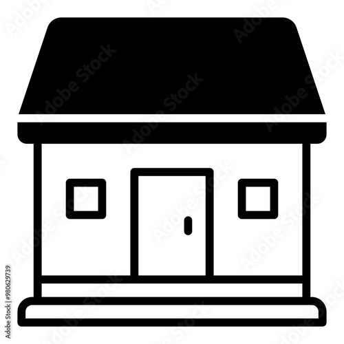 Bungalow line glyph icon