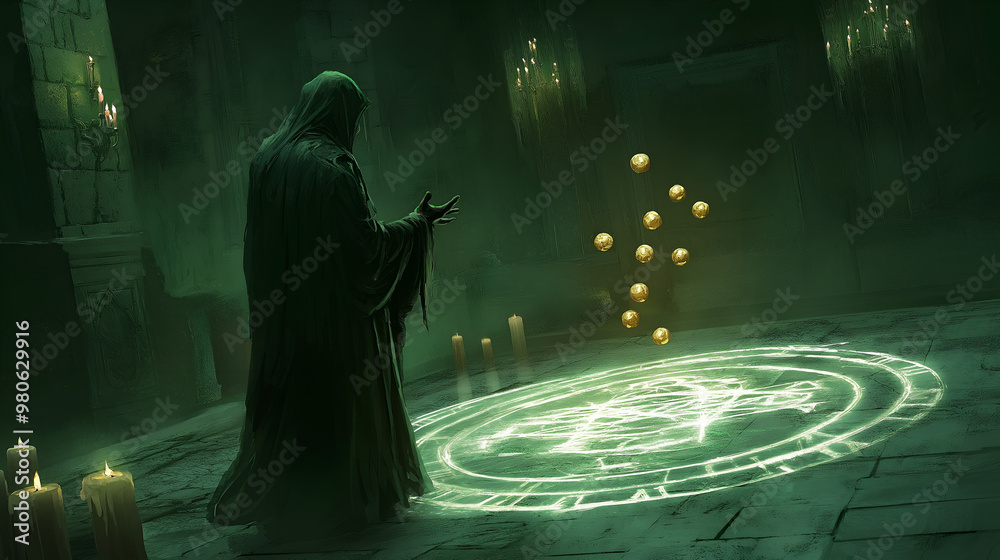 Dark man doing black magic in a chakra Dark man doing black magic in a chakra
