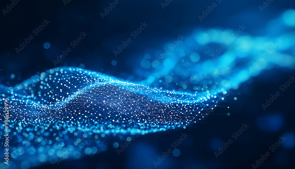 Futuristic Digital Tech Wires and Dots Internet Startups Illustration in Blue Colors Futuristic Digital Tech Wires and Dots Internet Startups Illustration in Blue Colors