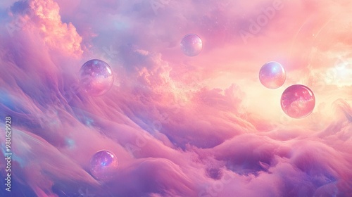 Ethereal Dreamscape with Colorful Floating Orbs