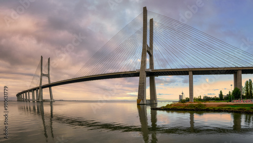 bridge in Lisabon at sunrise