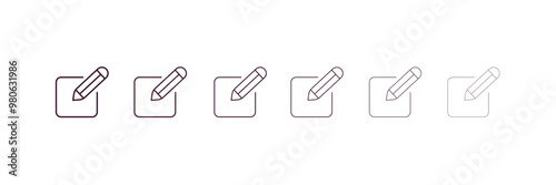 edit picture outline icon. Linear vector from tools concept. 6 different line style edit picture icon included thin, light, regular, medium, bold, black