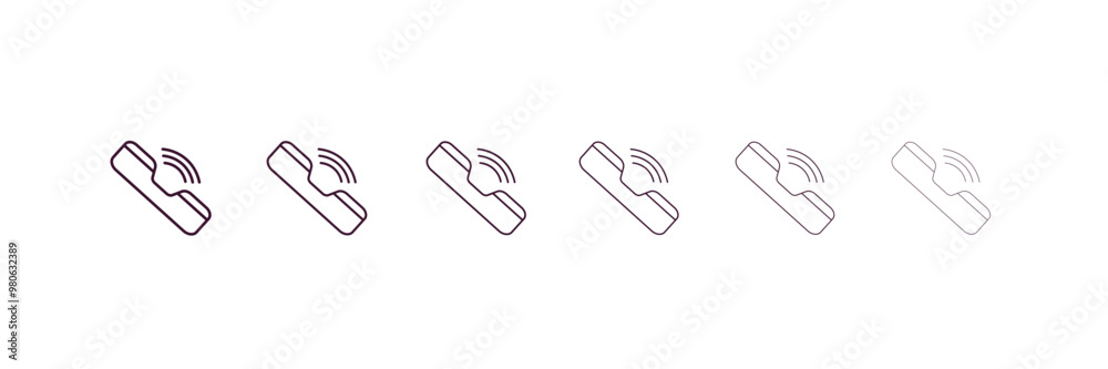 ringing outline icon. Linear vector from tools concept. 6 different line style ringing icon included thin, light, regular, medium, bold, black ringing outline icon. Linear vector from tools concept. 6 different line style ringing icon included thin, light, regular, medium, bold, black
