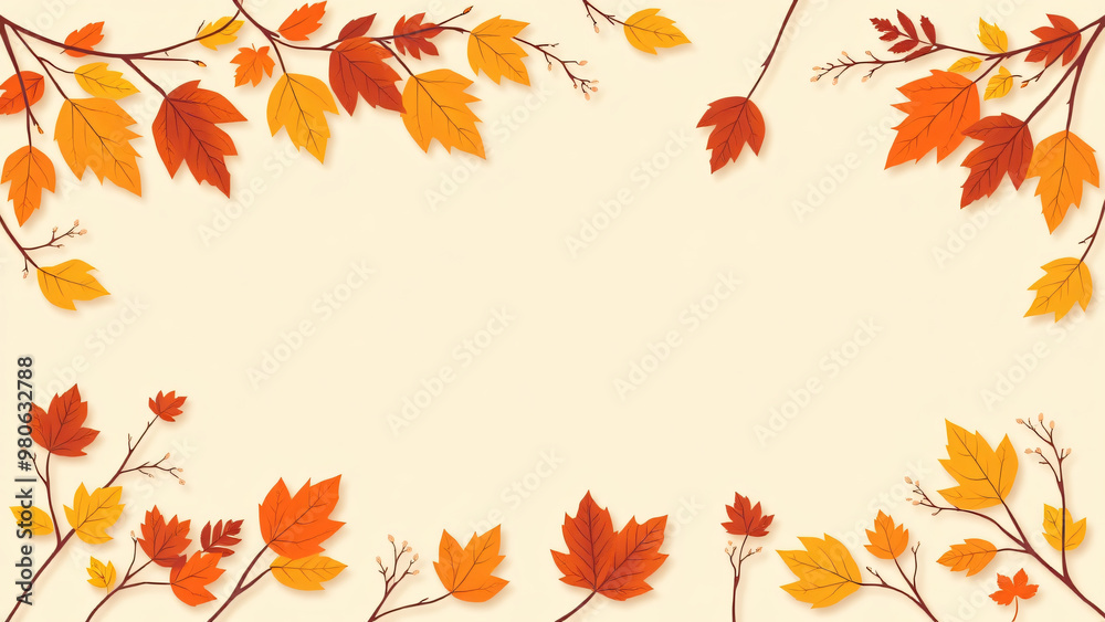 Fototapeta premium Fall sale banner template on a beige background with copy space for the online promotion of autumn products, shopping mall offer, Autumn shopping concept,