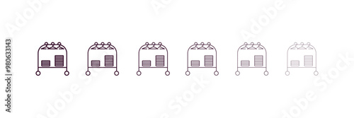 clothes rack outline icon. Linear vector from tools concept. 6 different line style clothes rack icon included thin, light, regular, medium, bold, black