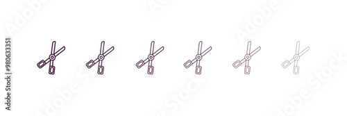 forceps outline icon. Linear vector from tools concept. 6 different line style forceps icon included thin, light, regular, medium, bold, black