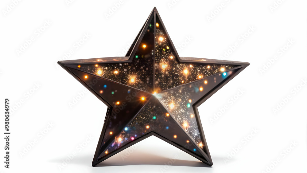 Obraz premium Flat Floating Holographic Star Icon: A Vibrant Symbol of Hope and Celebration for Happy New Year 2025 � Isolated Against a White Background