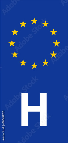 Hungarian Euroband with National Symbol: Blue Background Featuring the European Union and Hungarian Identity for Vehicle Registration.