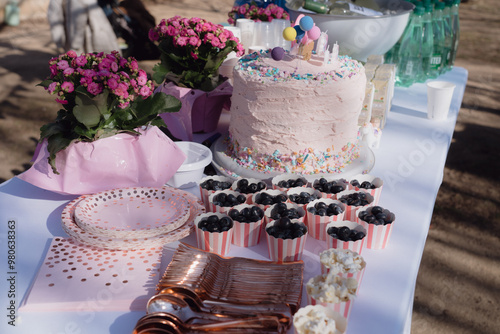birthday cake on table