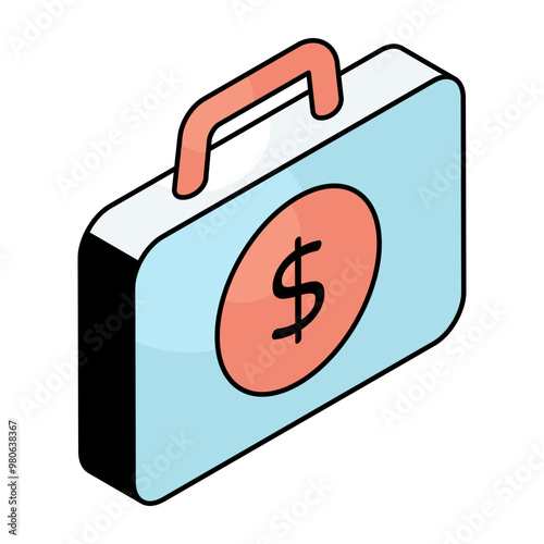 An icon design of financial bag, money briefcase vector